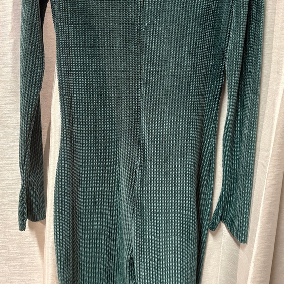 Blush Mark Deep Green Ribbed Jumpsuit S Polo Collar Plunge Neck Romper - Picture 5 of 14